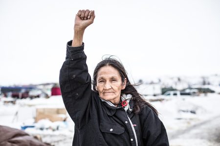 Standing Rock Protest der Sioux und Unterstützer für sauberes Wasser und gegen die Dakota Acces Pipeline, in Standing Rock Reservation, North Dakota, USA