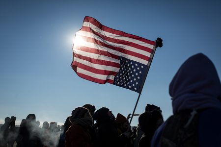 Protest gegen den Bau der DAPL Pipeline, beim Oceti Camp, Standing Rock